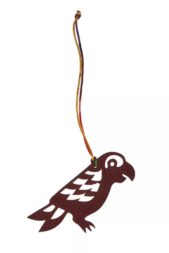 Bordeaux Epsom & Lime Togo Reversible Petit H Parrot Charm, , large image number 1