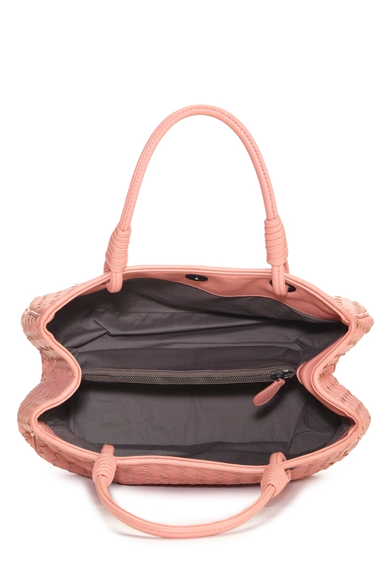 Pink Intrecciato Leather Handbag, , large image number 5