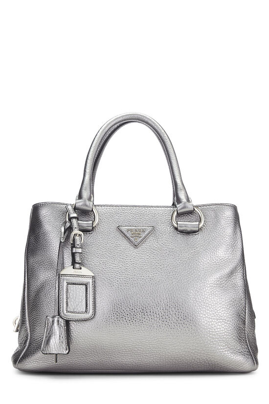 Silver Vitello Daino Convertible Shopping Handle Bag, , large image number 1