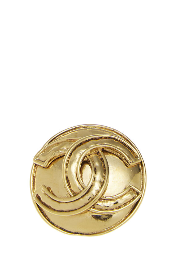 Gold Rough 'CC' Round Pin Small, , large image number 0