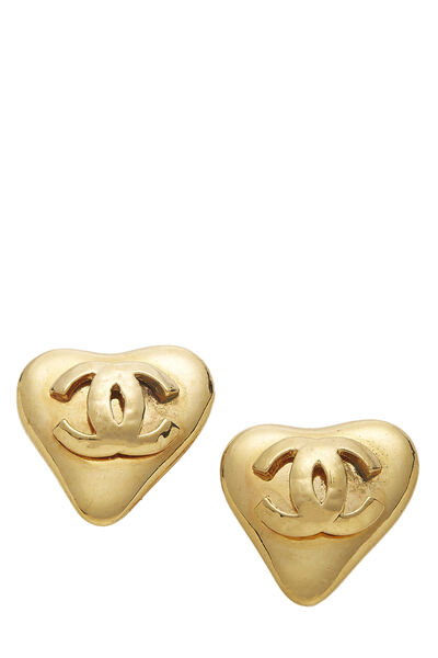 Gold 'CC' Heart Earrings Small