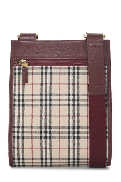 Burberry Burgundy Check Jacquard Canvas Crossbody