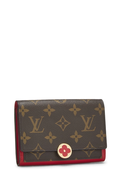 Red Monogram Canvas Flore Compact Wallet, , large