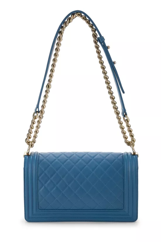 Blue Quilted Lambskin Boy Bag Medium, , large image number 3