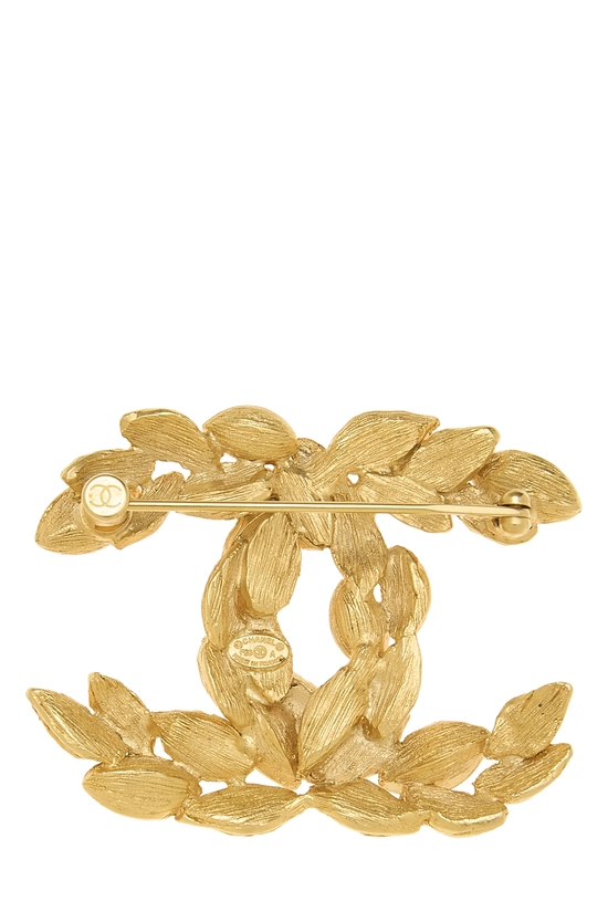 Gold & Crystal 'CC' Wheat Pin, , large image number 1