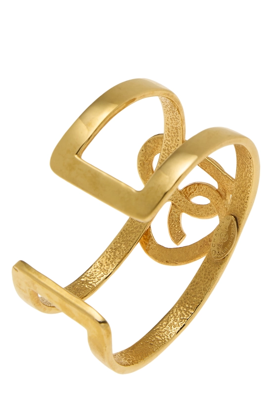 Gold 'CC' Heart Bangle, , large image number 1