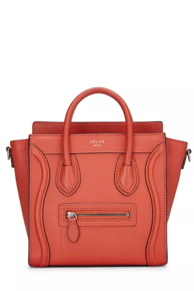 Red Drummed Calfskin Luggage Nano