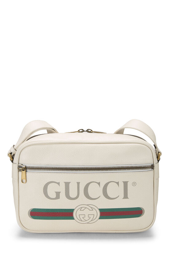 Pre-Owned White GG Logo Printed Leather Shoulder Bag QFB1K11LWB003