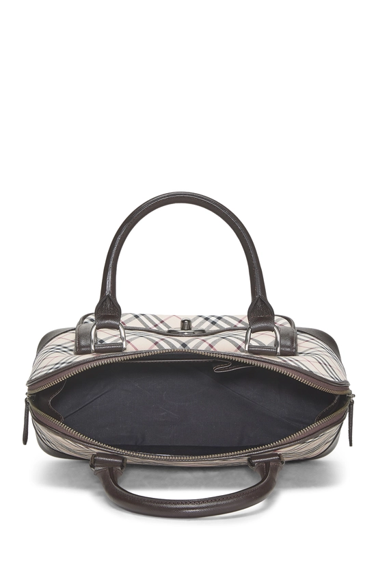 Brown House Check Jacquard Turnlock Dome Handbag, , large image number 5