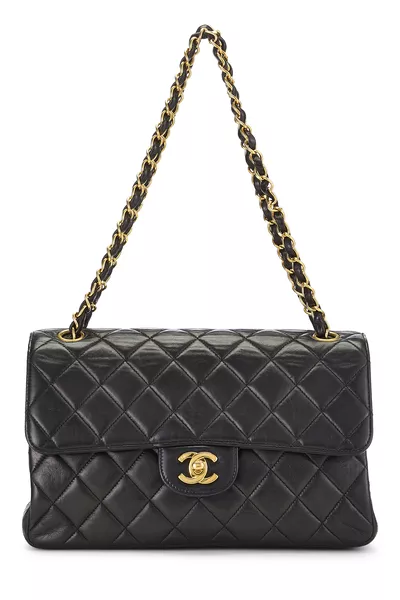 Black Quilted Lambskin Double Sided Classic Flap Medium