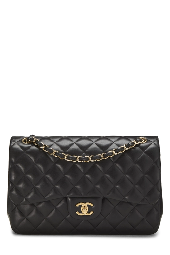 Black Quilted Lambskin New Classic Double Flap Jumbo, , large image number 0