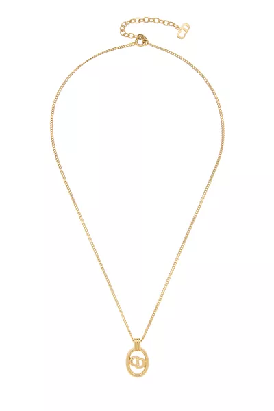 Gold 'CD' Oval Necklace Small