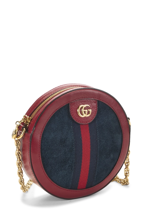 Navy Suede Ophidia Round Shoulder Bag Mini, , large image number 1