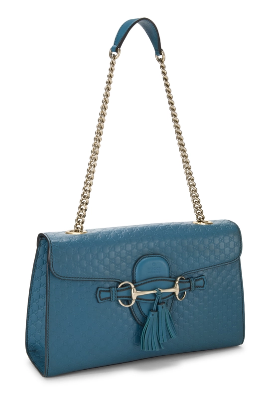 Blue Microguccissima Leather Emily Chain Shoulder Bag, , large image number 1