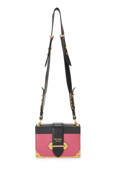 Pink & Black Leather Cahier Crossbody, , large