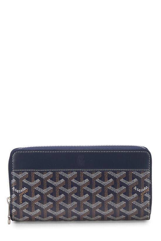 Pre-Owned Navy Goyardine Matignon Continental Zip Wallet GM 