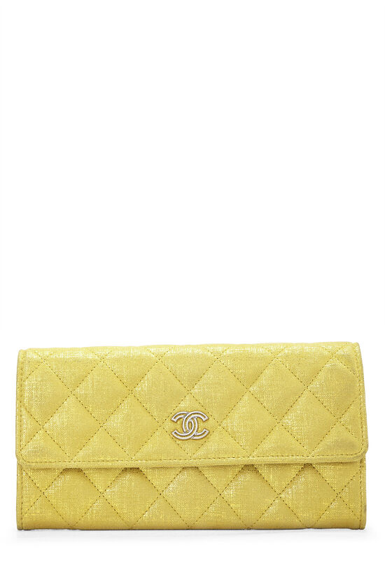 Chanel Yellow Metallic Quilted Lambskin Long Flap Wallet Q6A3NR4NYB000