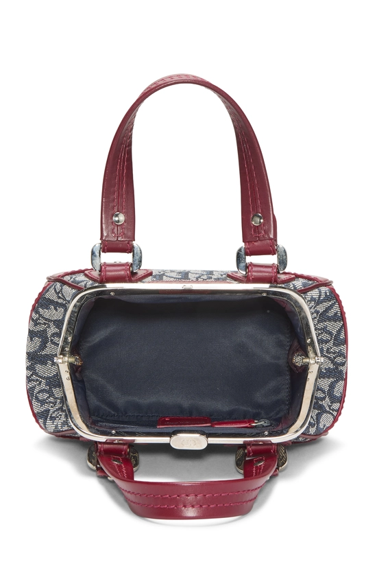 Burgundy & Navy Trotter Canvas Frame Satchel Handbag Mini, , large image number 5