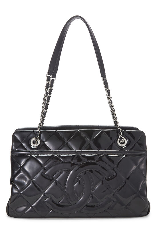 Black Quilted Patent Leather Timeless CC Tote Medium, , large image number 1