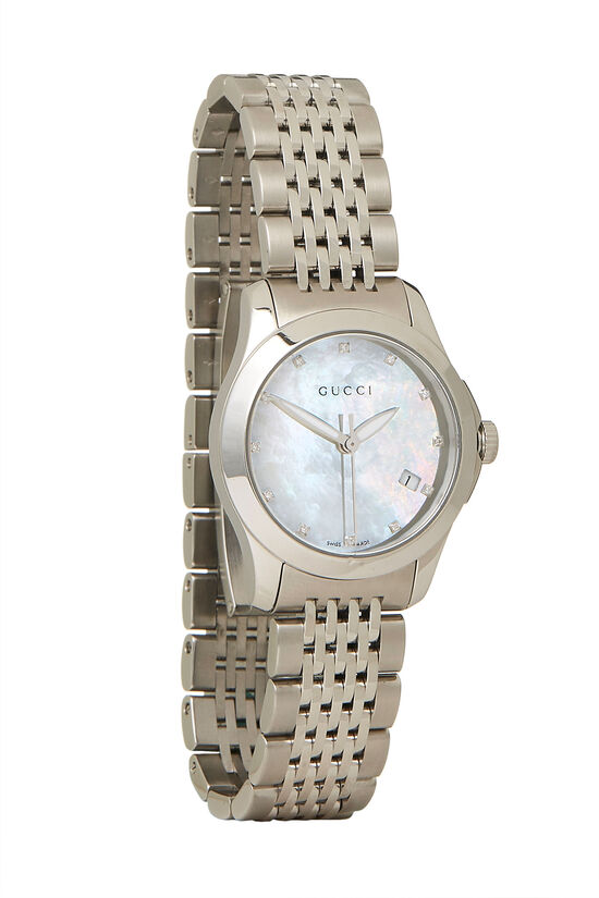 Shop Gucci Stainless Steel & Mother of Pearl Timeless Watch | WGACA