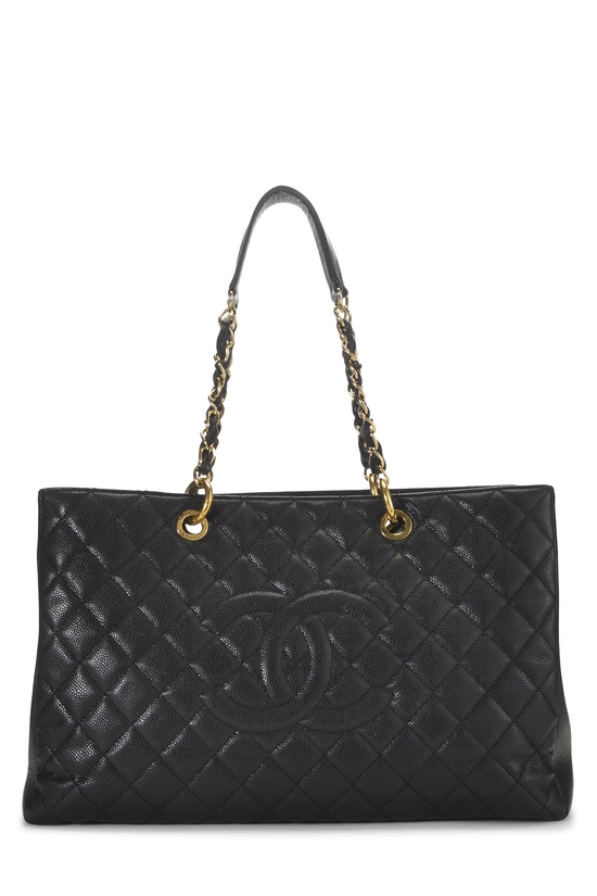 Black Quilted Caviar Grand Shopping Tote (GST) XL , , large image number 0