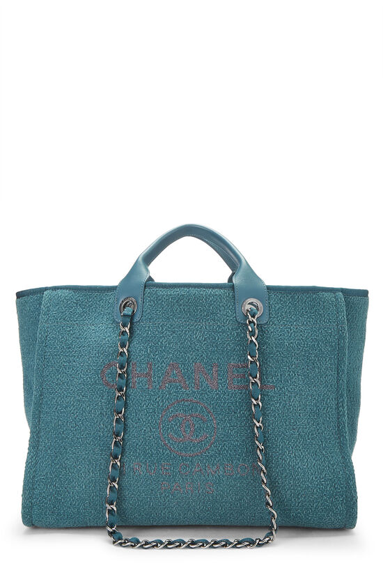 Green Woven Velour Deauville Tote Medium, , large image number 1