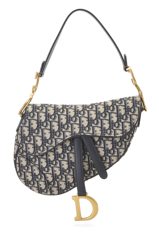 Navy Oblique Jacquard Saddle Bag NM, , large image number 0