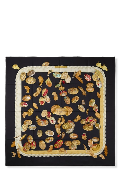 Black & Multicolor 'Couvee d&rsquo;Hermes' Silk Scarf 90