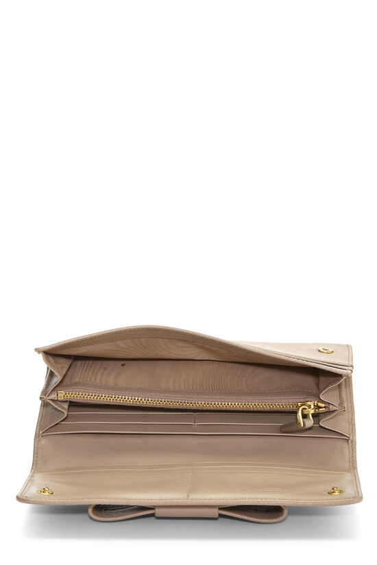 Pink Saffiano Bow Continental Wallet, , large image number 3