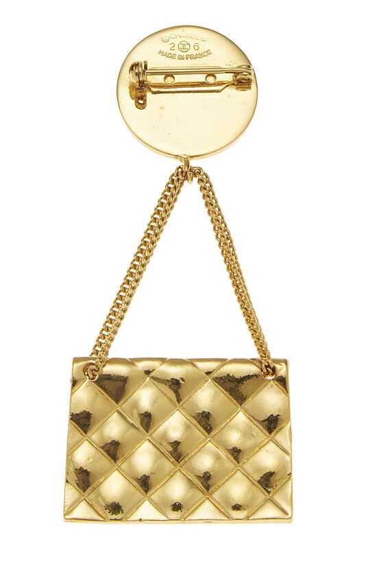 Gold Flap Bag Pin, , large image number 1