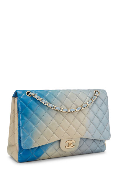 Blue Ombré Quilted Lambskin Classic Flap Maxi, , large