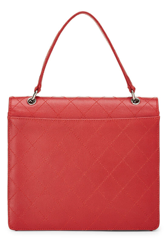 Red Quilted Caviar Top Handle Bag , , large image number 4