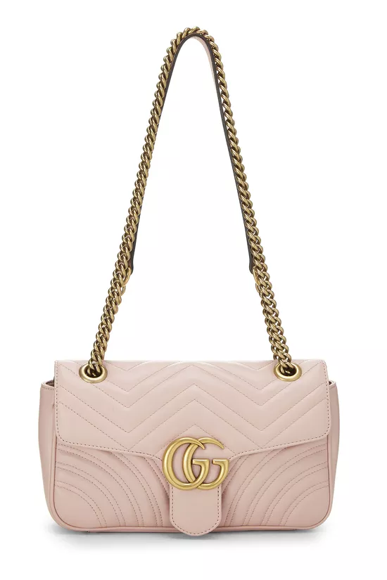 Pink Leather GG Marmont Shoulder Bag Small, , large image number 0