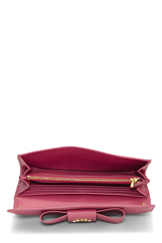 Pink Saffiano Bow Continental Wallet, , large image number 3