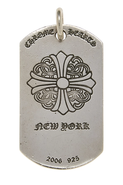 Sterling Silver New York Scroll Dog Tag, , large