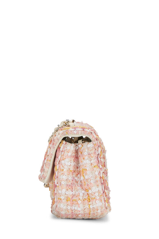 Mini Pearl Handle Flap Bag in Pink Tweed