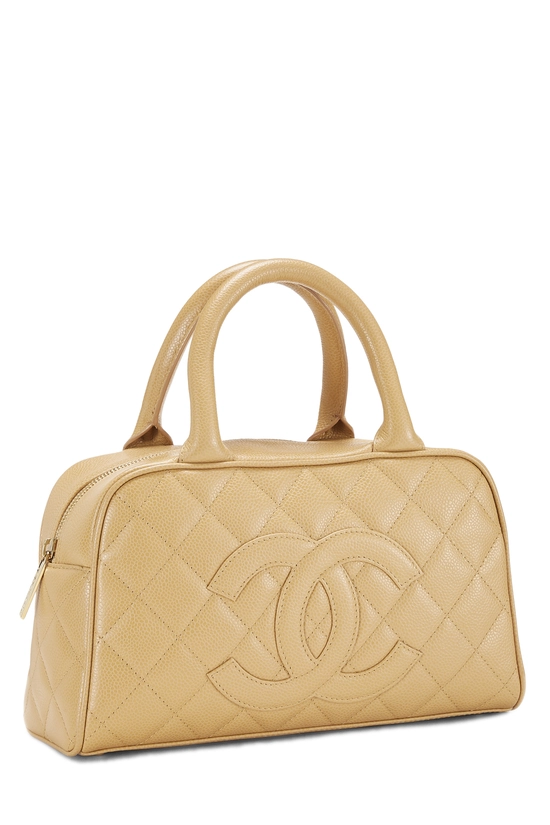 Beige Quilted Caviar Bowler Small, , large image number 1