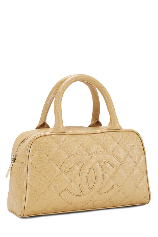 Beige Quilted Caviar Bowler Small, , large image number 1