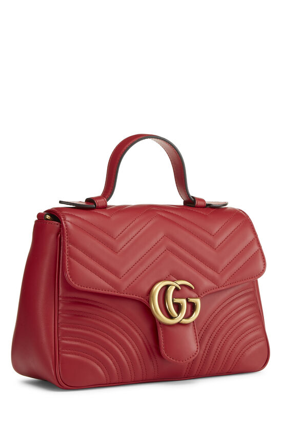 Red Leather GG Marmont Top Handle Bag Small, , large image number 2