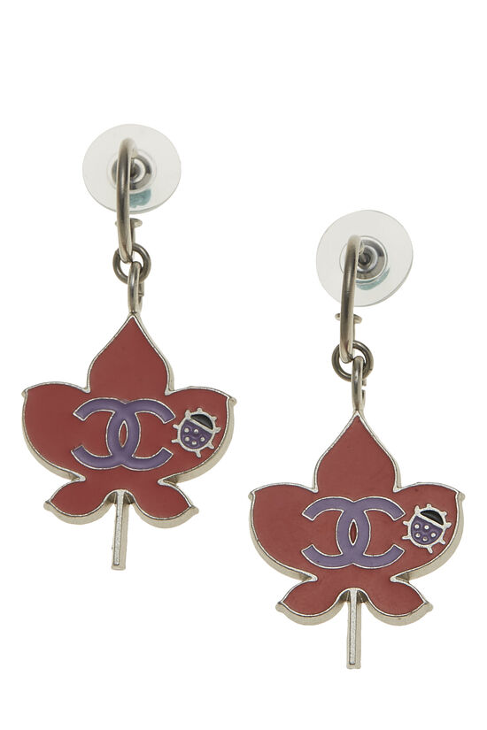 Silver & Pink Enamel Ladybug 'CC' Earrings, , large image number 0