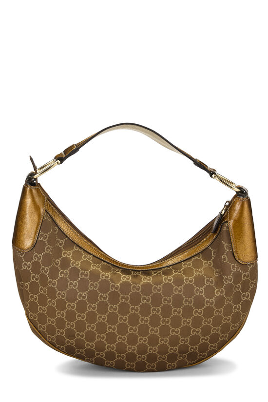 Gold Lurex Canvas Half Moon Hobo, , large image number 3