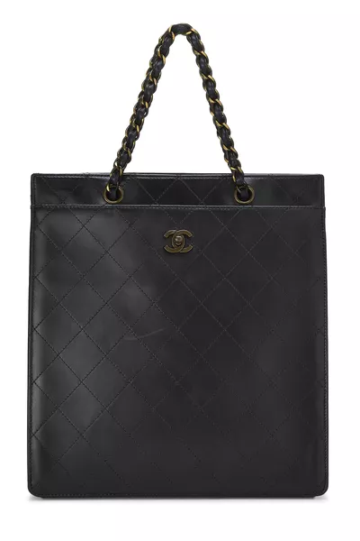 Black Lambskin Turnlock Tote Medium