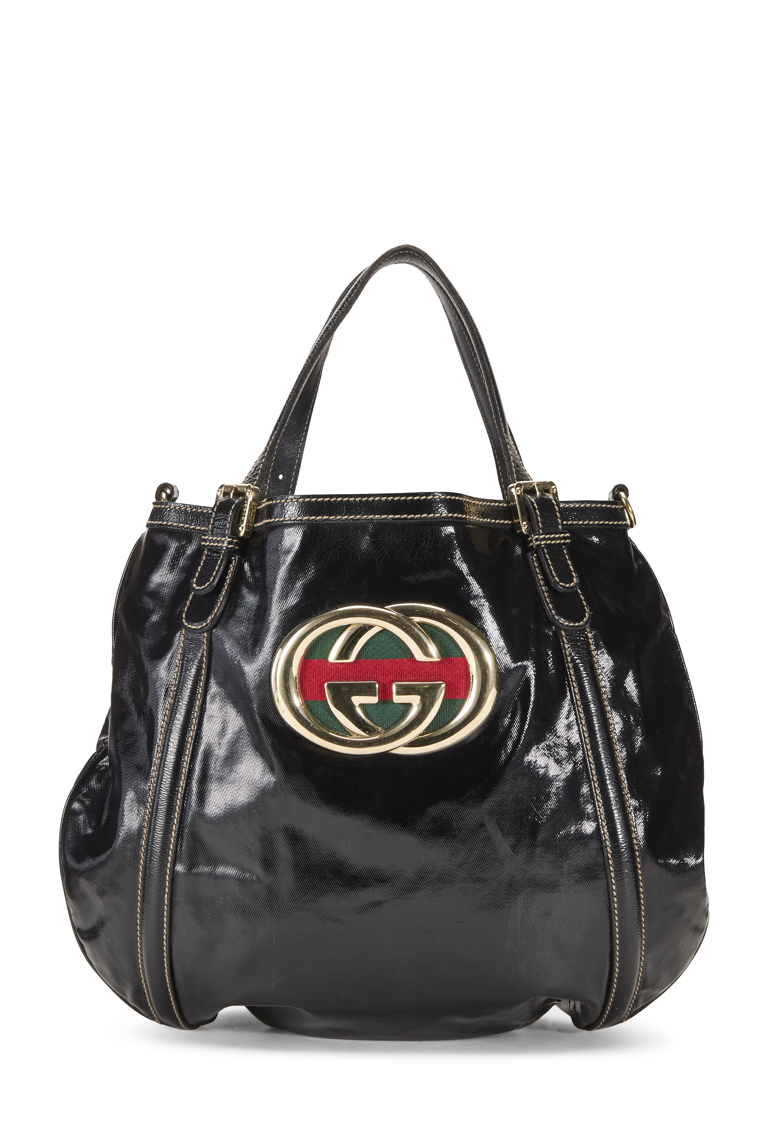 Women's Gucci Black Patent Leather Britt Hobo in Black