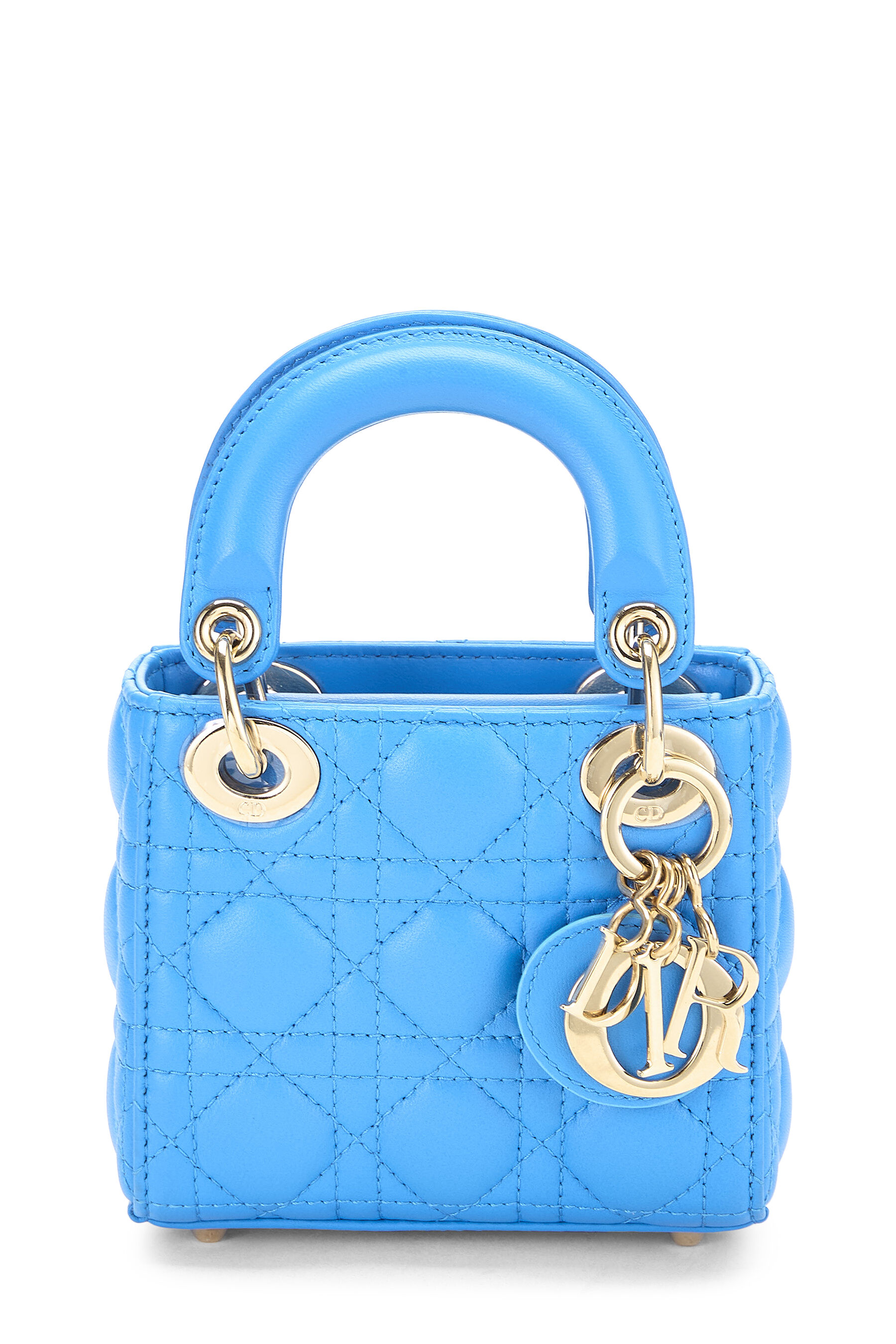 Women's Christian Dior Blue Lambskin Lady Dior Micro in Blue Micro