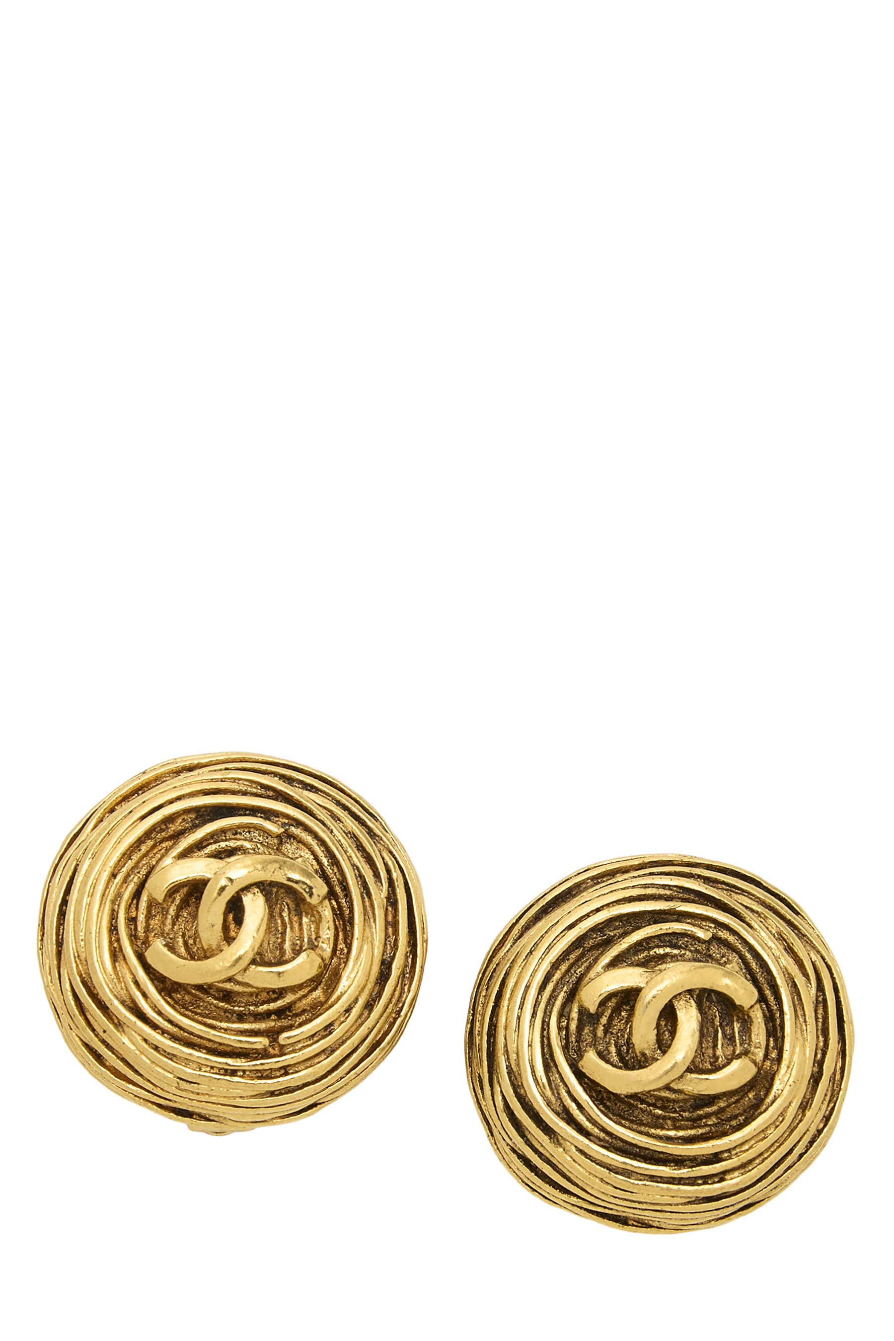 Women's Chanel Gold 'CC' Button Earrings in Gold