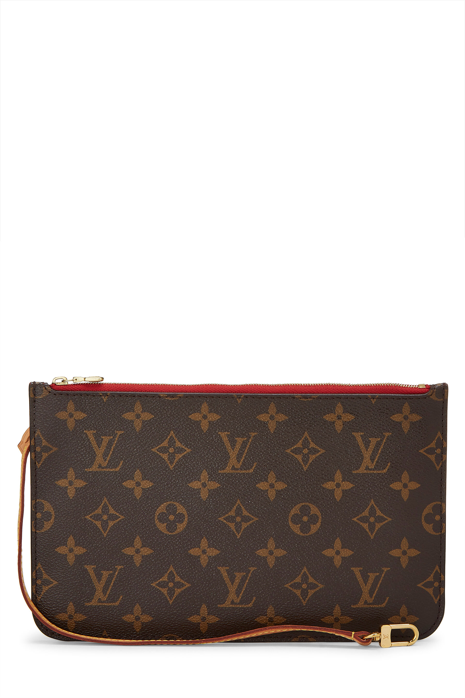 Women's Louis Vuitton Monogram Canvas Neverfull Pouch MM NM in Red MM