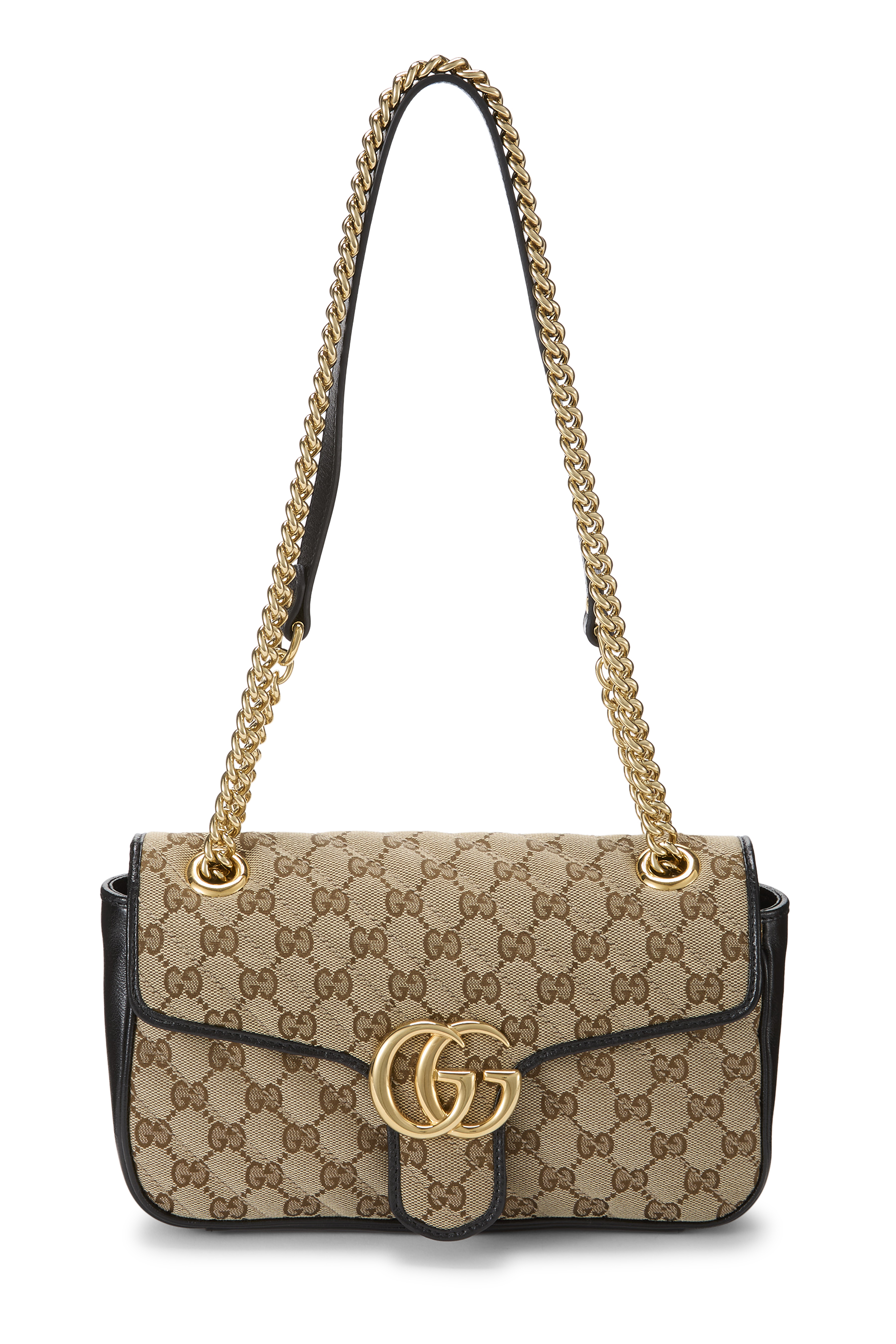 Women's Microfiber Gucci Black Original GG Canvas Marmont Shoulder Bag Small in Black Small