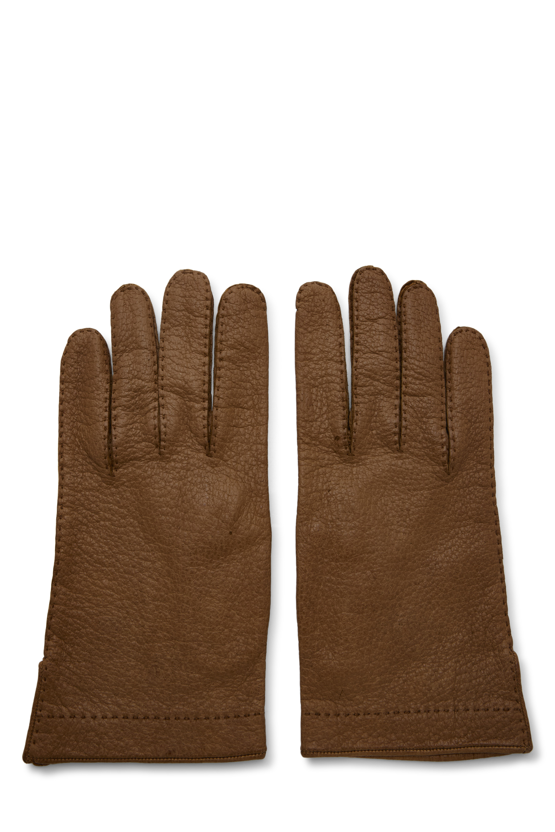 Women's Hermès Brown Buffalo Leather Gloves in Brown