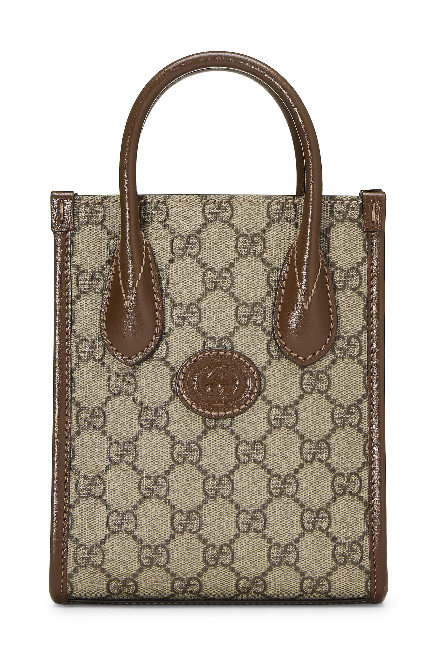 Women's Gucci Brown GG Supreme Canvas Interlocking G Tote Mini in Brown Mini