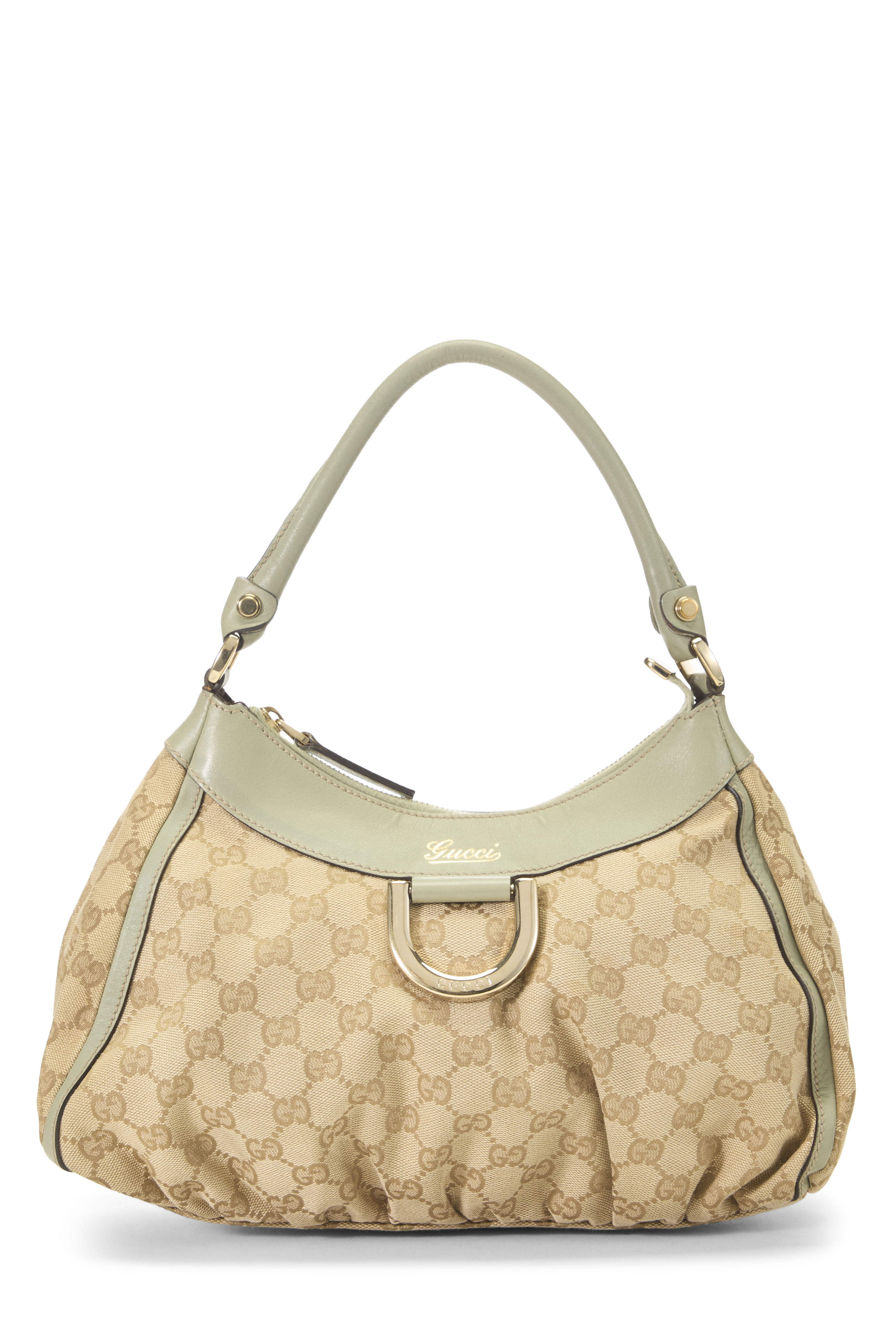 Women's Gucci Green Original GG Canvas D-Ring Abbey Shoulder Bag Small in Green Small